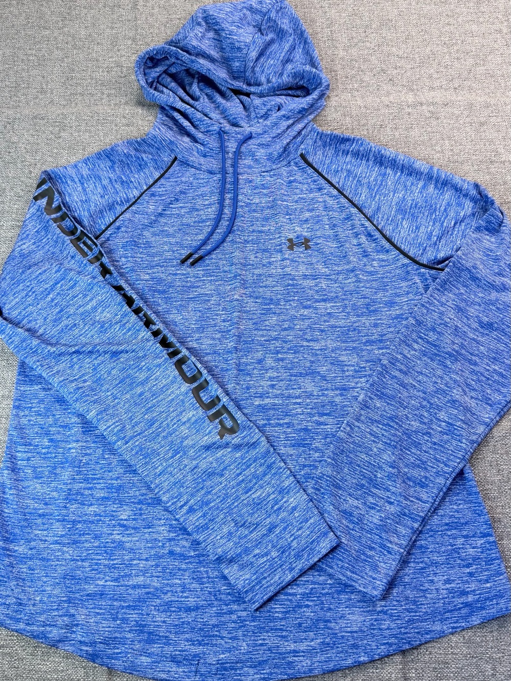 Under Armour Royal Blue Heather Pullover Hoodie with Sleeve Branding